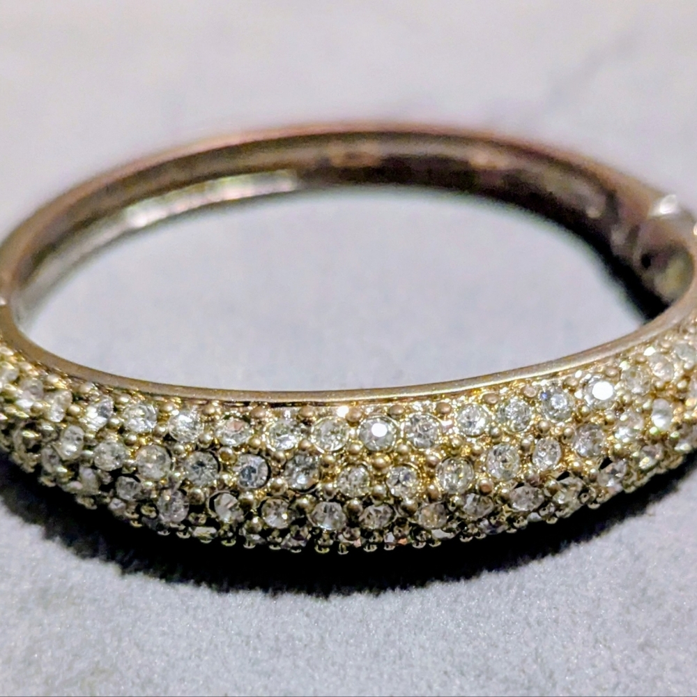 Gold and Silver Hinged Bangle Bracelet